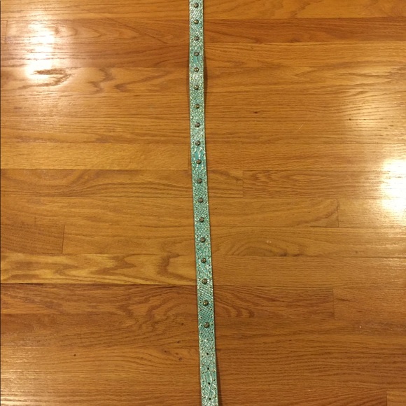 Rhinestones Leather Belt / Made In Italy - Picture 7 of 8